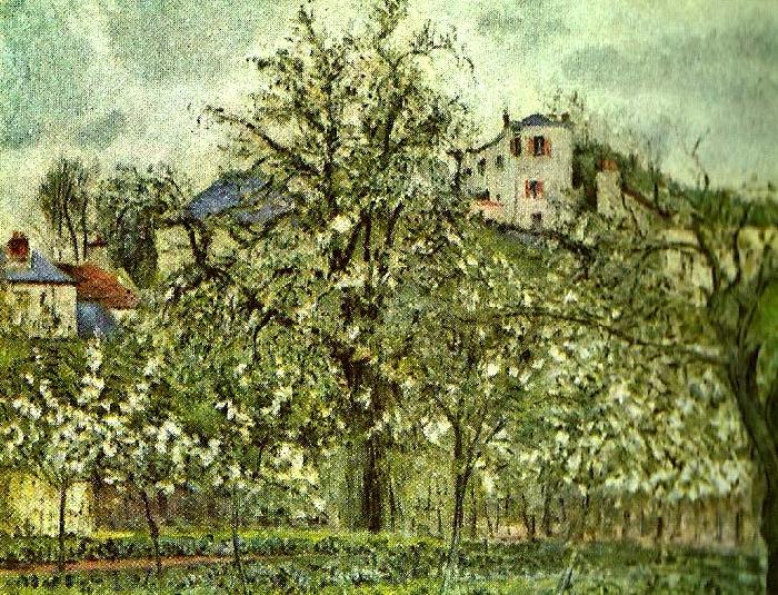Camille Pissarro handelstradgard med blommande trad oil painting picture